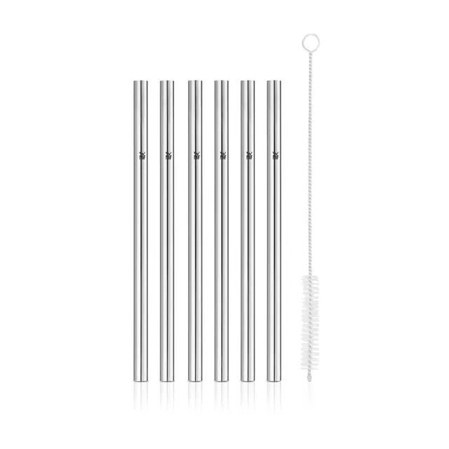 Baric Trinkhalm-Set Cromargan®, 18 cm, 6-teilig plus mit Reinigungsbürste