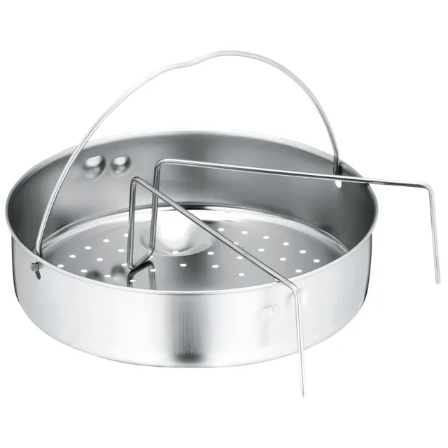 Dampfgareinsatz mit Griff und Untersetzer für Schnellkochtöpfe, 22 cm