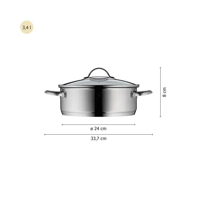 Devil Servier-Schmorpfanne mit Glasdeckel, 24 cm