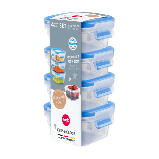 Emsa Clip & Close Frischhaltedosen 4-teiliges Set 0,2L N10337