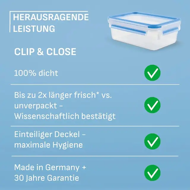Emsa Clip & Close Frischhaltedosen 4-teiliges Set 0,2L N10337