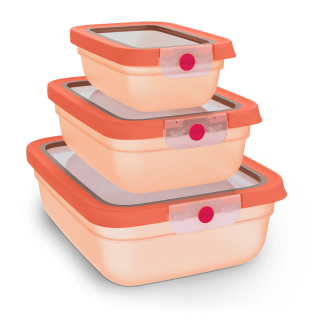 Emsa oneClick Frischhaltedosen 3-teiliges Space Saving Set (0,5 / 1,2 / 2,3 L) N12303