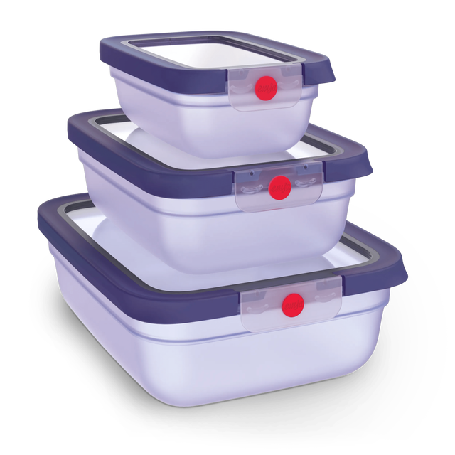 Emsa oneClick Frischhaltedosen 3-teiliges Space Saving Set (0,5 / 1,2 / 2,3 L) N12304