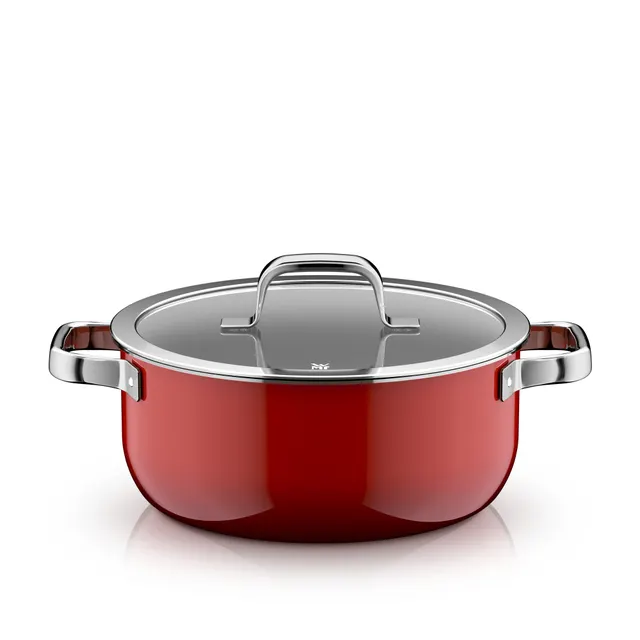 Fusiontec Mineral Pro, Bratentopf mit Deckel, 24 cm, Passion Red