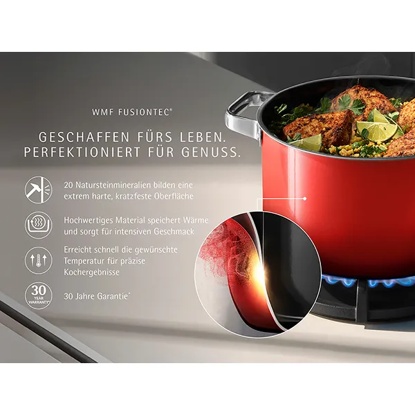 Fusiontec Mineral Pro, Kochtopf mit Deckel, 24 cm, Passion Red
