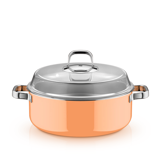 Fusiontec Mineral Pro, Schmortopf mit Deckel, 28 cm, Papaya Orange
