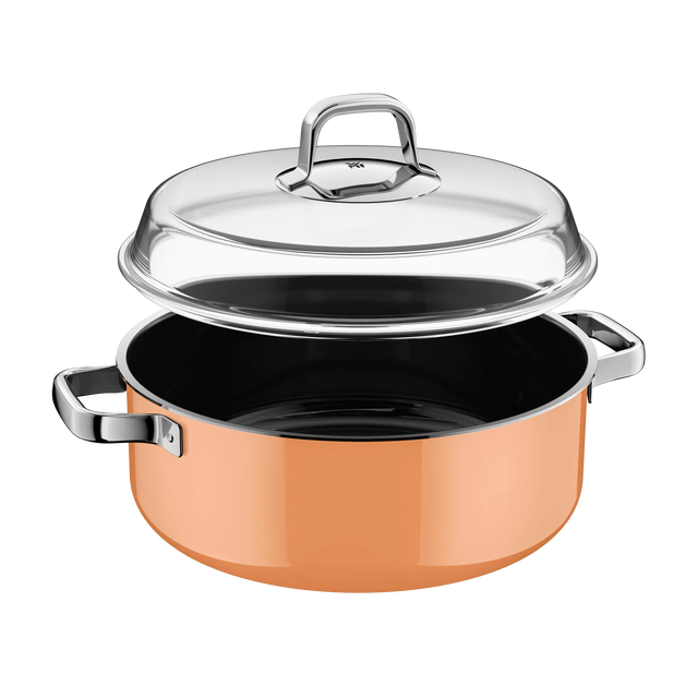 Fusiontec Mineral Pro, Schmortopf mit Deckel, 28 cm, Papaya Orange