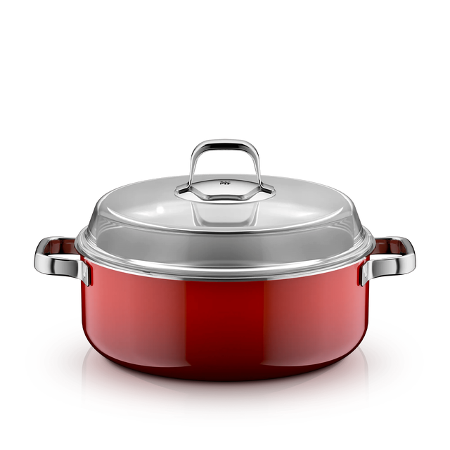 Fusiontec Mineral Pro, Schmortopf mit Deckel, 28 cm, Passion Red