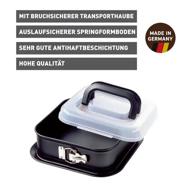 KAISER Inspiration Springform quadratisch mit Transporthaube, 24 x 24 cm