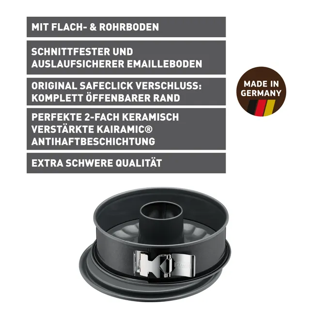 KAISER La Forme Plus Springform mit Rohrboden und SafeClick, 26 cm