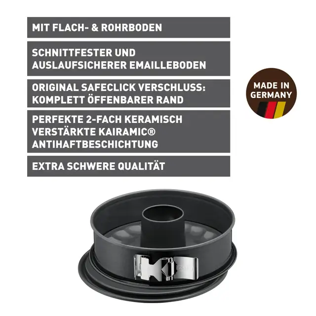 KAISER La Forme Plus Springform mit Rohrboden und SafeClick, 28 cm