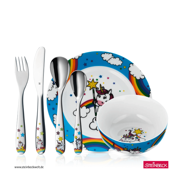 Kindergeschirr-Set Einhorn, 6-teilig