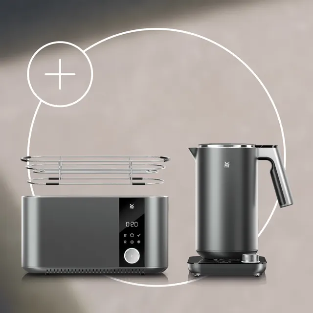 Master Set: Langschlitz-Toaster mit Brötchenaufsatz und Wasserkocher