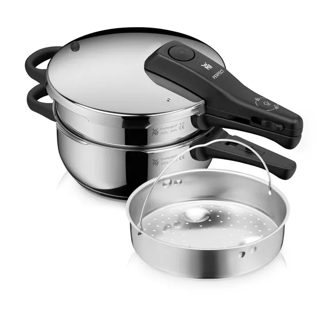 Perfect One Pot Schnellkochtopf-Set, 22 cm, 3 & 4,5 L, stapelbar, mit Dämpfeinsatz
