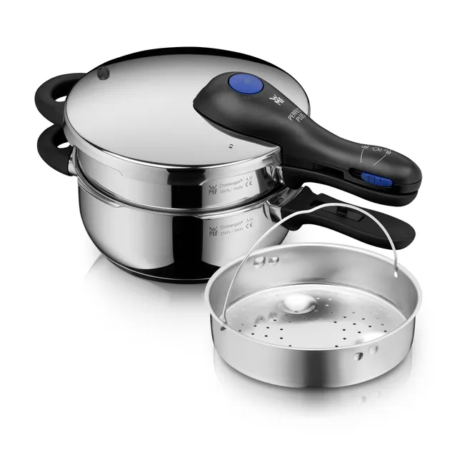 Perfect Plus One Pot Schnellkochtopf-Set, 22 cm, 3 & 4,5 L, stapelbar, mit Dämpfeinsatz