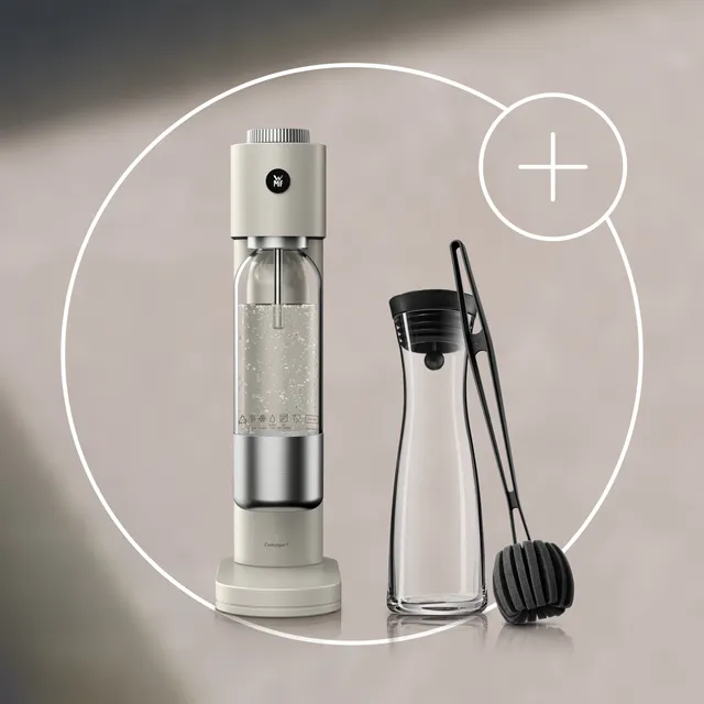 Set: Element One Wassersprudler, Moondust, mit Wasserkaraffe und Reinigungsbürste