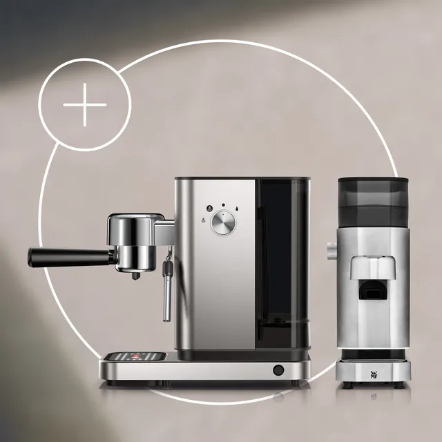 Set: WMF Lono Silk Espressomaschine und Espressomühle