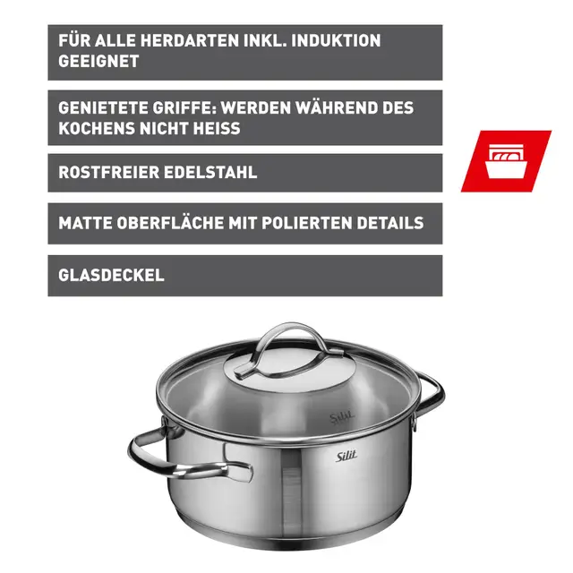 Silit Achat Bratentopf mit Deckel, 20 cm