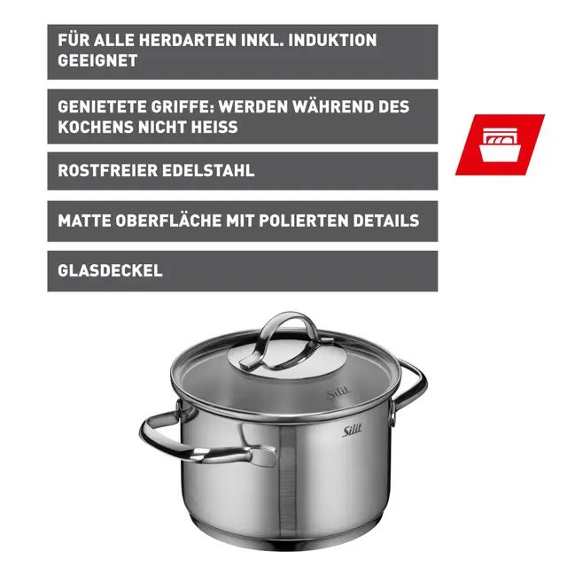 Silit Achat Kochtopf mit Deckel, 16 cm