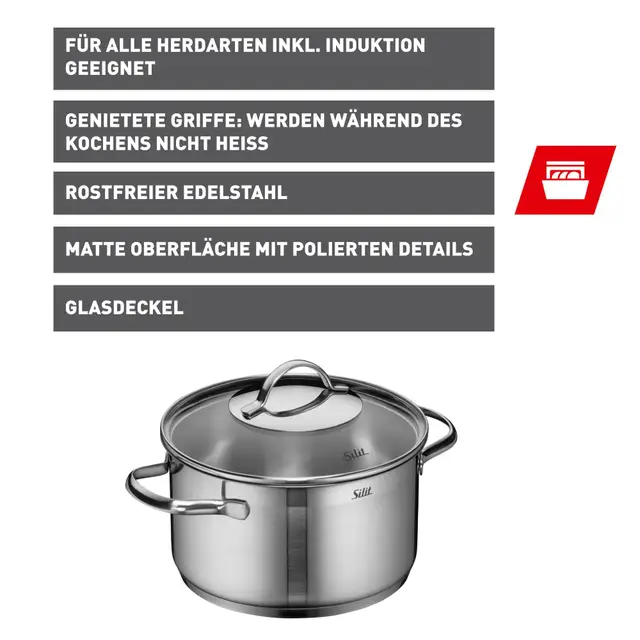 Silit Achat Kochtopf mit Deckel, 20 cm