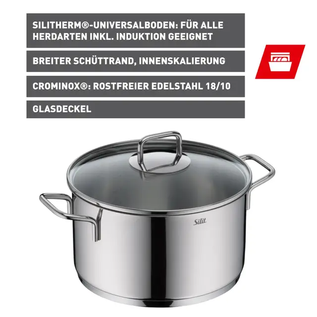 Silit Extra Cook Kochtopf 24 cm mit Glasdeckel