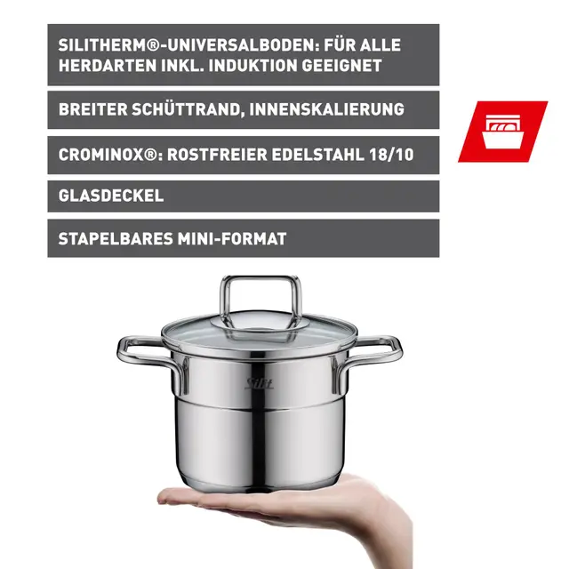 Silit Extra Cook Mini-Kochtopf 12 cm mit Glasdeckel