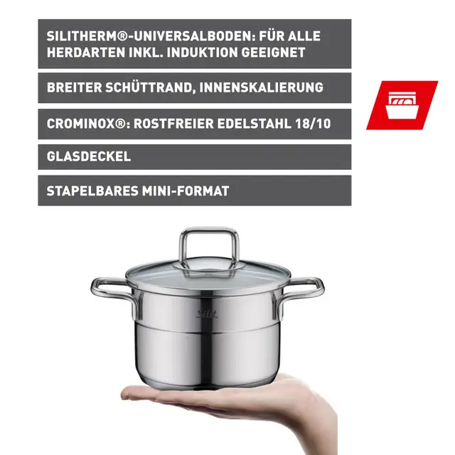 Silit Extra Cook Mini-Kochtopf 14 cm mit Glasdeckel