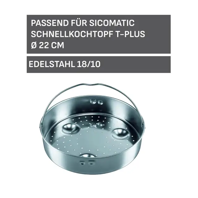 Silit Sicomatic Edelstahl-Einsatz, gelocht, 22 cm