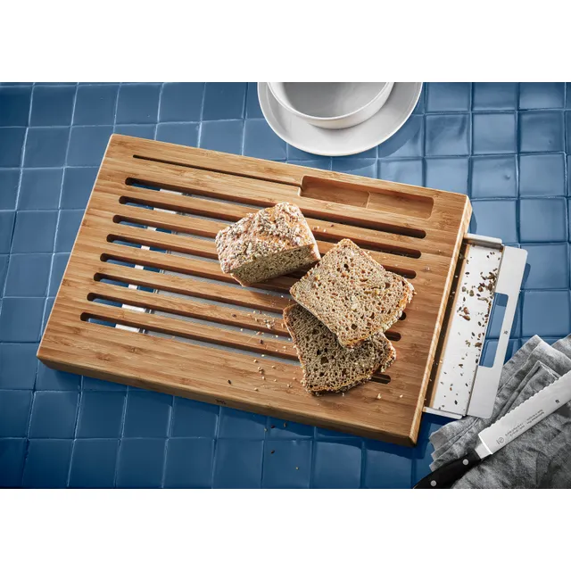 Smart Storage Brotschneidebrett mit Auffangschale Schneidebrett, 44 x 27 cm